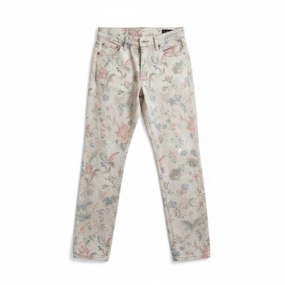 Ralph Lauren Green Label Floral Jeans Size 6 High Rise Skinny Cottagecore Beige